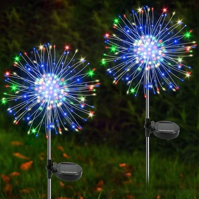 Solar Garden Lights Outdoor, 2 Pack 120 LED Twinkling Firework Lights Decorat...