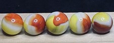 Lot Of 5 NM Vintage Peltier Glass Co. G, Peltier Peerless Patch marbles