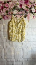 MINE SIZE L Yellow Floral Adjustable Spaghetti Strap BUTTON V NECK Top