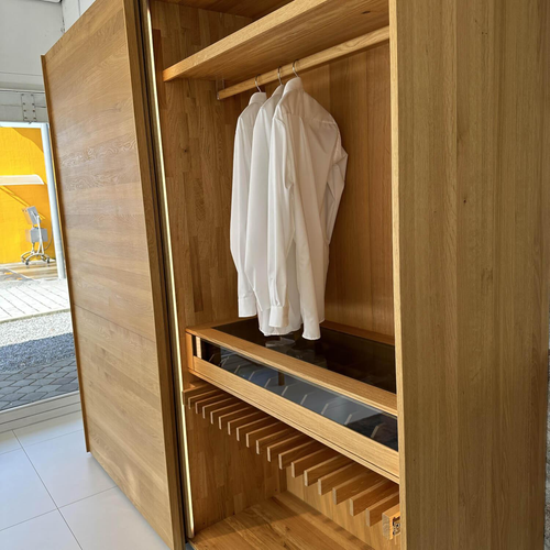Team 7 Schwebetürenschrank Lunetto Eiche Naturöl Glas Naturweiß Matt - Bild 2 von 6