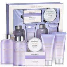 BODY  EARTH Bath and Body Gift Set - 6 Pcs Lavender Kit for Purple