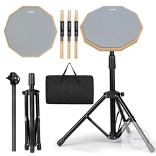 Drum Practice Pad Snare Drum Stand Set 12 In With Double Sided Silent Drum Pad