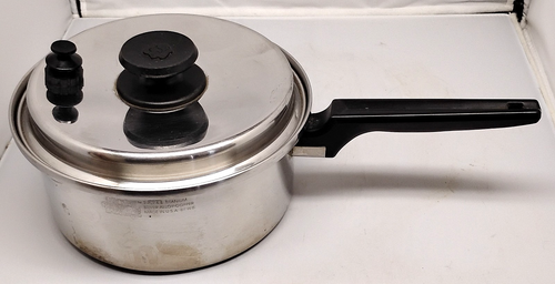 ROYAL PRESTIGE 7 STRATI S.S. TITANIO LEGA ARGENTO RAME 3 QT SALSA PENTOLA PADELLA E COPERCHIO