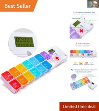 7-Day Pill Organizer with 4 Alarms and Large Compartments - Travel Friendly