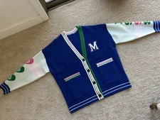 Irregular Maje Blue Varsity Cardigan
