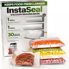 Instaseal Vacuum Sealer Bags for Food, 1 Roll 8" X 20 Ft + 1 Roll 11" X 20 Ft + 