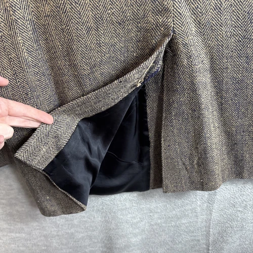 Lands End Vintage Tweed Jacket 44R Brown Herringbone Blazer 100% Silk Sport Coat - Picture 19 of 22