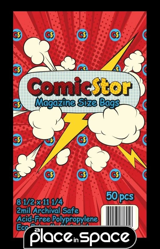 50 MAGAZINE SIZE POLYPROPYLENE COMIC BAGS (COMICSTOR)