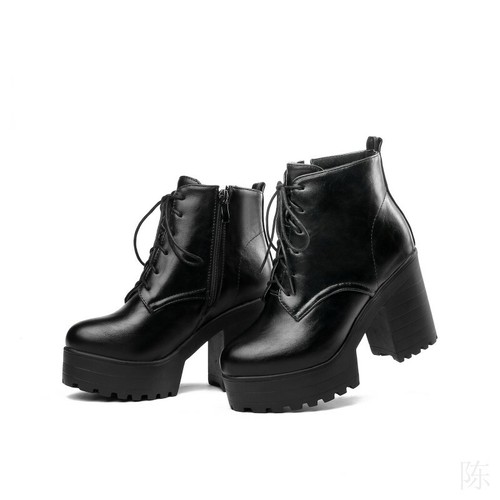 Damen Frauen Rock Combat Militär Stiefeletten klobige Absätze Reißverschluss Plateau Schuhe - Bild 13 von 27