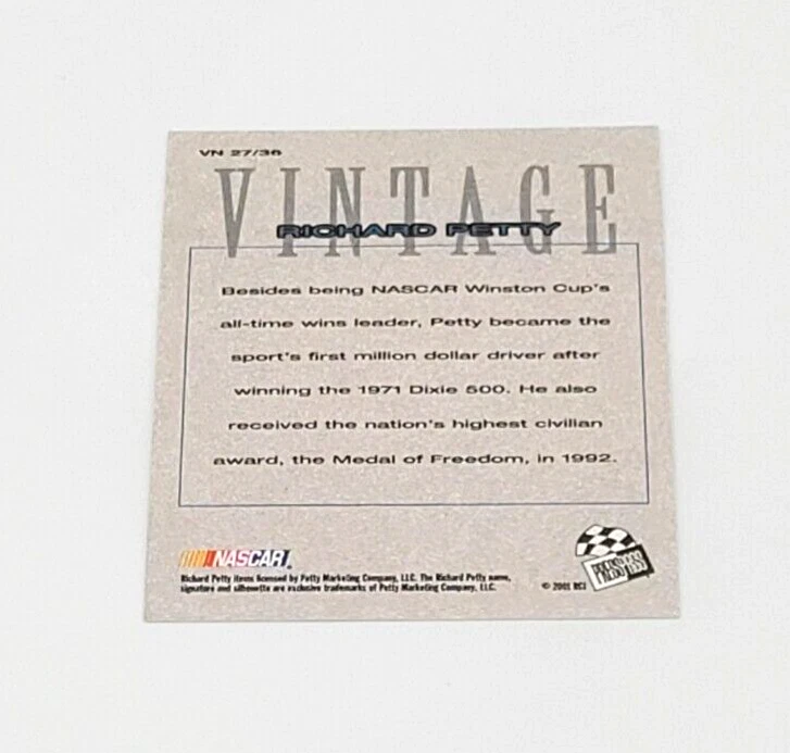 2002 Press Pass Vintage Richard Petty #27 NASCAR Trading Card - Image 2 of 2