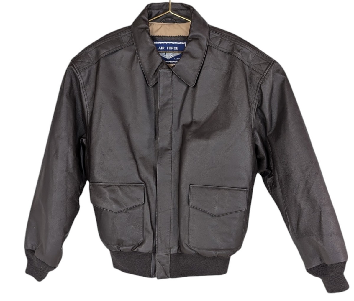 Air Force Airborne Leathers Men's Large Dark Brown Leather Bomber