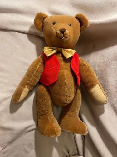Clemens Germany Spieltiere Jointed Mohair Bear 15 inch- vintage w/ tags & bow - Picture 3 of 8