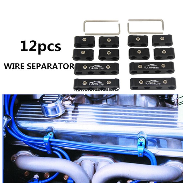 PitVisit Universal Anodized Aluminum Spark Plug Wire Separator Clamp 8mm 9mm 10mm Diameter Blue