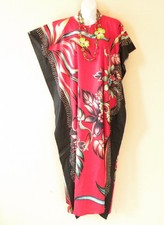 KD58 Red Floral Women Kaftan Caftan Batwing Hippie Tunic Maxi Long Dress L to 2X