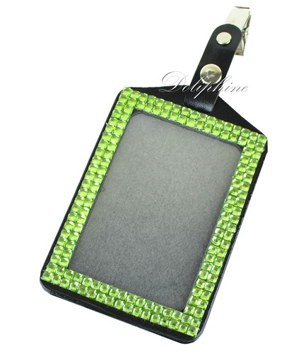Vertikaler voller Strass Leder Name Ausweis Abzeichen Halter und drehbarer Clip - Bild 44 von 51
