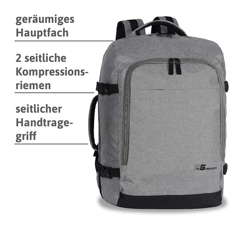 Reiserucksack Handgepäck 54cm Rucksack Tasche Freizeit Reise Laptop Schule grau - Bild 3 von 7