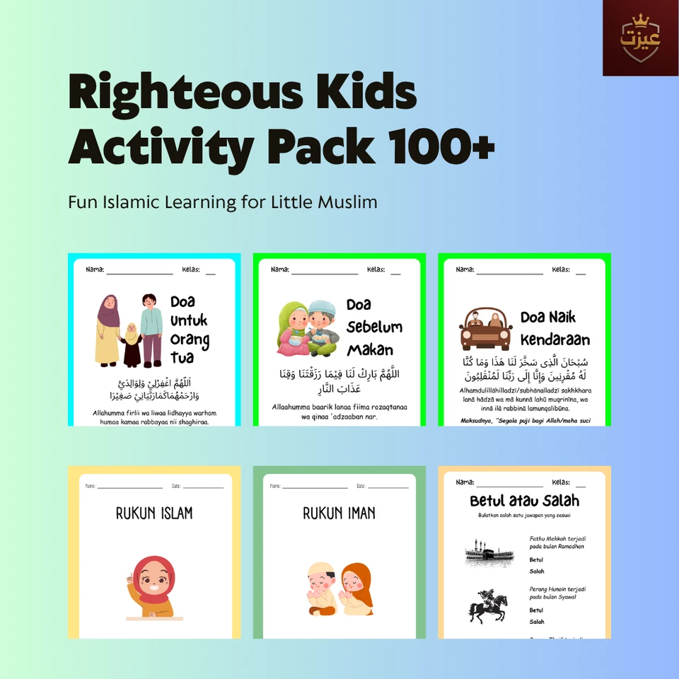 Righteous Kids Activity Pack 100+ Fun Islamic Learning for Little Muslim - Image 4 of 4