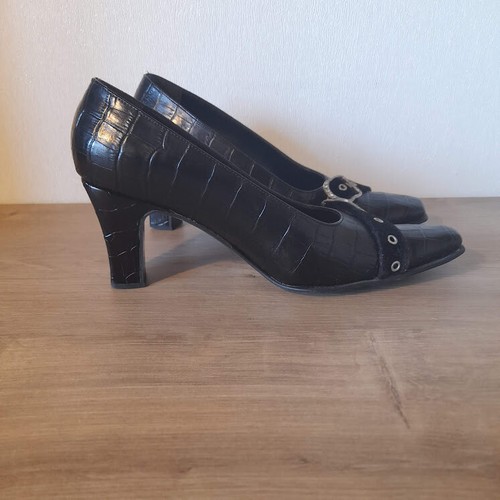 Designer Damenschuhe Pumps mit Dekoschnalle schwarz Gr.37 - Bild 4 von 4