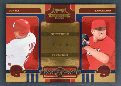 2008 Playoff Contenders #3 Jon Jay Lance Lynn 1303/1500 Draft Class Gold Foil