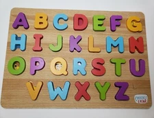 2 pk Learning Combo Chuckle & Roar Wood Alphabet & Numbers Learning Puzzle