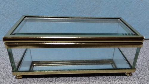 2 Glass Caskets Display Trinket Jewelry Case Box 1 Floral Etched - Picture 11 of 18