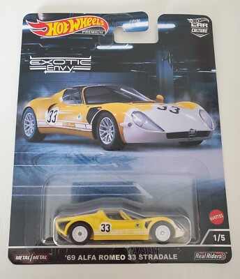 Hot Wheels Premium '69 Alfa Romeo 33 Stradale Italian Retro Race Car 1:64 Unopen