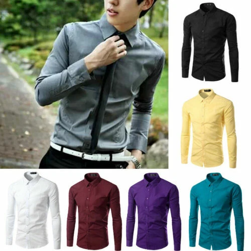 Ohne Muster Herrenhemden mit Button-Down Kragen Slim