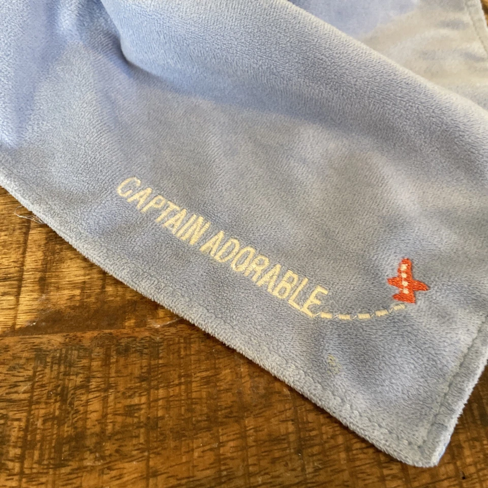 Carters Child of Mine Blue Monkey Captain Adorable Satin Lovey Rattle Blanket - Imagem 3 de 4