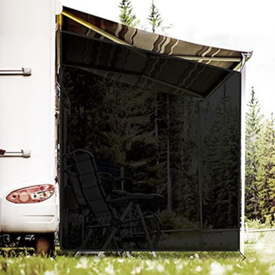 RV Awning Side Shade Screen 9' x 7' Black Mesh UV Sun Blocker Kit