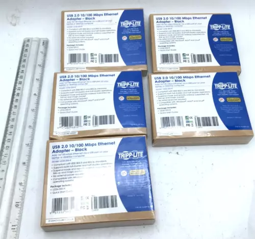 Tripp-Lite Lot of 5 USB 2.0 10/100 Mbps Ethernet Adapter Black U236-000-R NIB