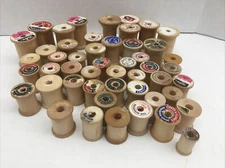 Lot Of 47 Vintage Wood Wooden Thread Spools Crafts Deco Mixed Sizes
