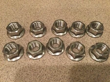 (10) M10 x 1.50 Stainless Steel Non-Serrated Flange Nuts DIN6923 Nuts M10 A2-70