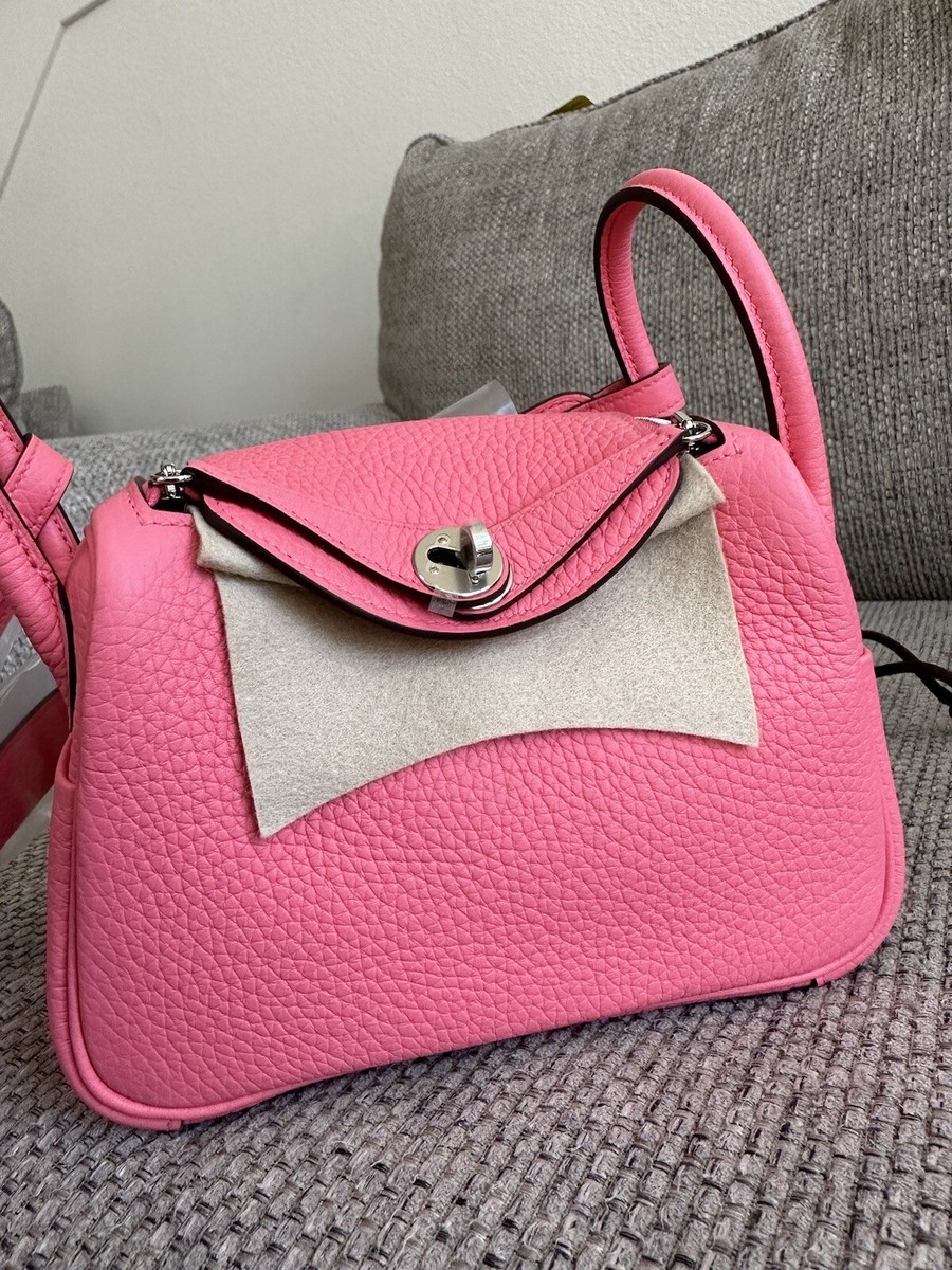 NEW w/ Recept HERMÈS Rose Azalee Clemence PHW Mini Lindy 20 Should