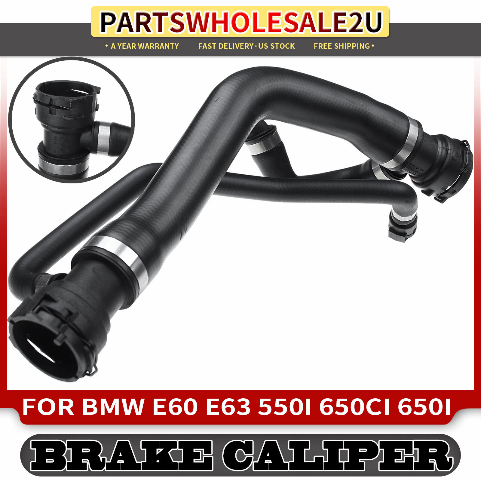 Upper Radiator Coolant Hose for BMW E60 550i E63 650Ci 650i V8 4.8L ...
