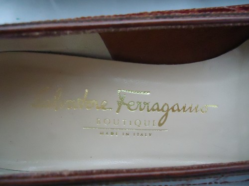 Authentic SALVATORE FERRAGAMO BOUTIQUE Brown Leather Kitten Heels Shoes Sz 6 1/2 - Picture 8 of 10