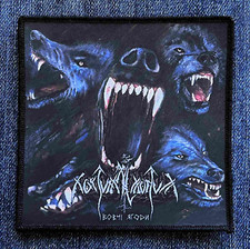 Parche impreso sublimado Nokturnal Mortum Wolfish Berries logotipo de banda de metal negro