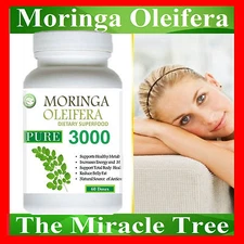 2X BOTTLE OF NATURAL ORGANIC SUPERFOOD Moringa Oleifera Vegetarian 120 Doses