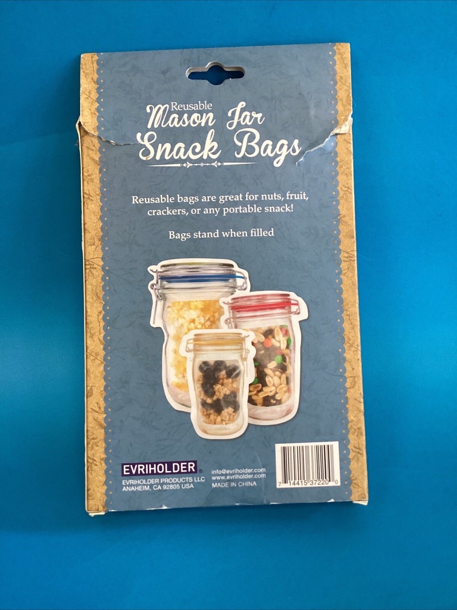 Evriholder Mason Jar Reusable Snack Bags Small Medium 3Large