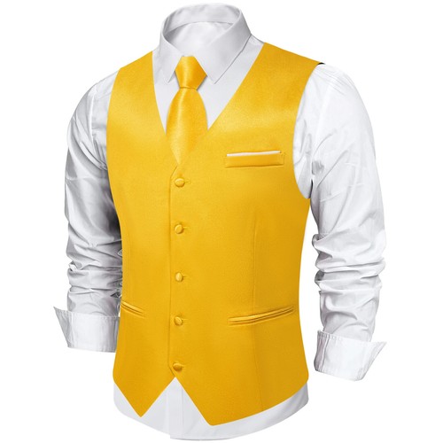 4Pcs Men's Champagne Suit Vest with 8cm Neck for Wedding Prom Groom Waistcoat - Picture 11 of 52