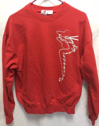 Vintage Hong Kong Dragon Crewneck Sweatshirt XL Raised Print Red 90s Tourism China