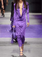 VERSACE Cowl-neck draped satin gown