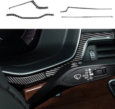 Real Carbon Fiber Front Dashboard Trim Strip Cover Fits 17-24 A4 S4 B9 A5 S5 RS5