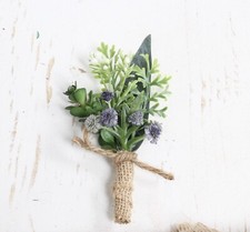 Rustic Natural Artificial Boutonniere Green Burlap Yellow Wedding Flower