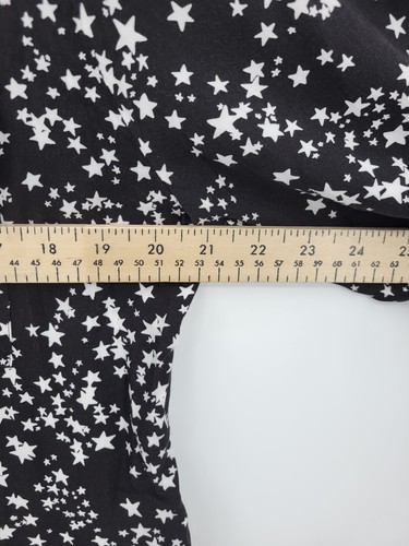 DKNY Top donna blusa artistica grande nero bianco stampa stelle manica lunga bottoni - Foto 10 di 11