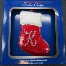 Regent Square Silver Plated Initial "K" Monogram Christmas Tree Ornament