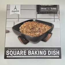 Appetit Square Baking Dish Oven Microwave Safe With Bamboo Trivet Stand