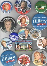 1990s - 2008 HILLARY & Bill Clinton 14 dif pin EARLIER Campaign pinback button 