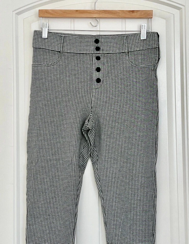 Leggings ZARA Trafaluc Collection preto e branco Houndstooth xadrez zíper lateral tamanho XL - Imagem 3 de 4
