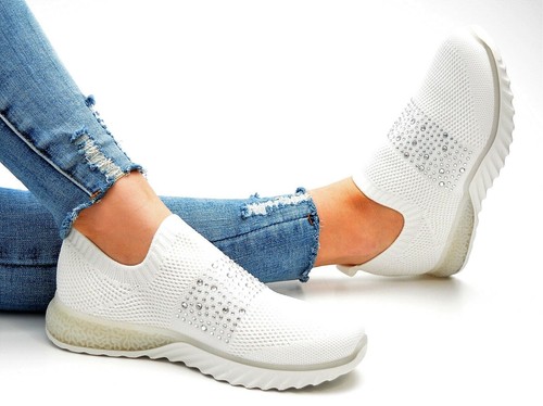 Zapatos de mujer zapatillas blancas negras verdes rosas zapatillas deportivas bailarina ocio - Imagen 43 de 44