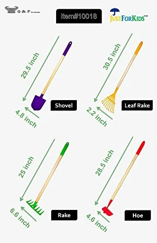 G & F JustForKids Kids Garden Tool Set Toy, Rake, Spade, Hoe and Leaf Rake, r... - Image 3 of 4